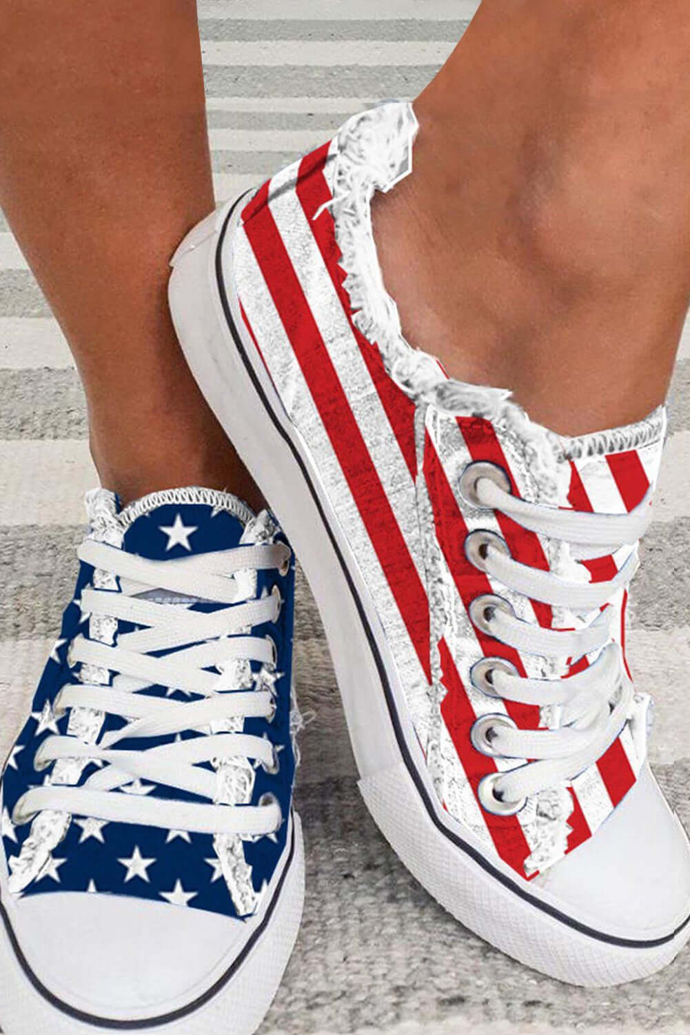 4th of July│ Shoes│ American Flag│ Canvas Flat Shoes│ Unisex - MyRoomyStuff