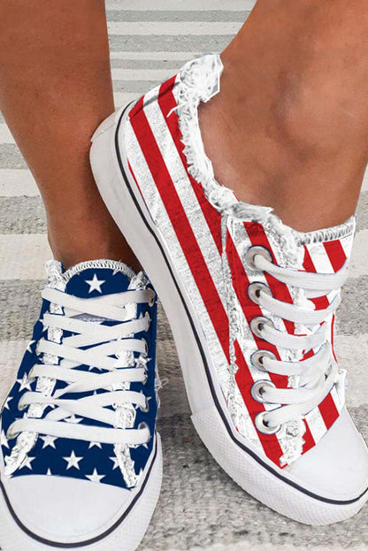 4th of July│ Shoes│ American Flag│ Canvas Flat Shoes│ Unisex - MyRoomyStuff