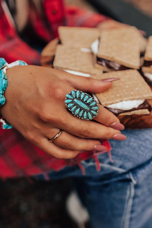 Green Vintage Oval Turquoise Ring - MyRoomyStuff