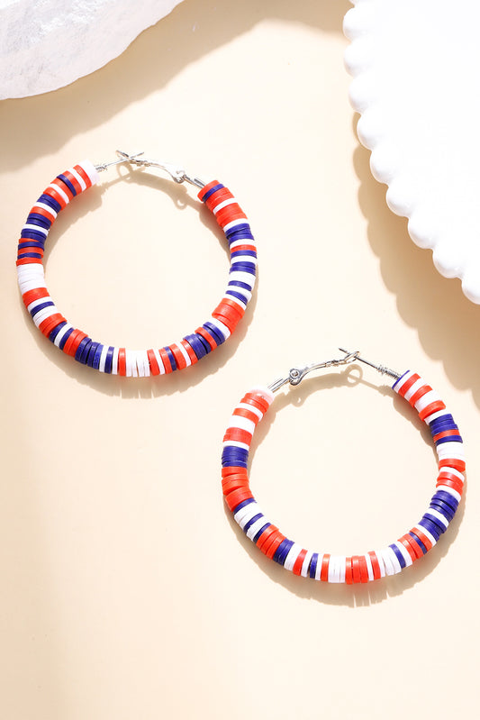 4Th of July│ Red Patriotic Multicolored Hoop Earrings - MyRoomyStuff