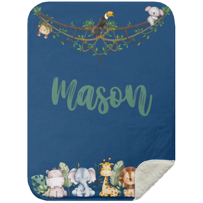 Personalized Safari Animals Baby Blanket │Gift │Sherpa Blanket (Size: 30x40) - MyRoomyStuff