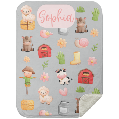 Personalized Farm's Baby Blanket │Gift │Sherpa Blanket (Size: 30x40) - MyRoomyStuff