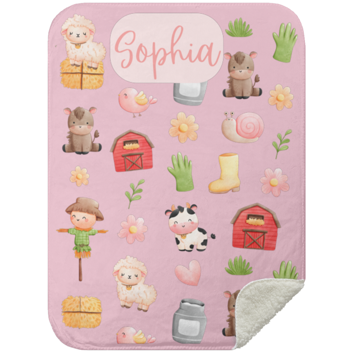 Personalized Farm's Baby Blanket │Gift │Sherpa Blanket (Size: 30x40) - MyRoomyStuff