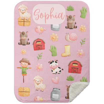 Personalized Farm's Baby Blanket │Gift │Sherpa Blanket (Size: 30x40) - MyRoomyStuff