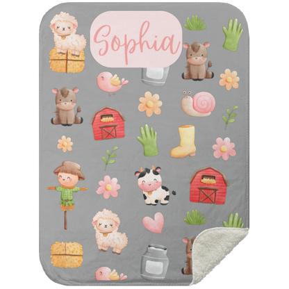 Personalized Farm's Baby Blanket │Gift │Sherpa Blanket (Size: 30x40) - MyRoomyStuff