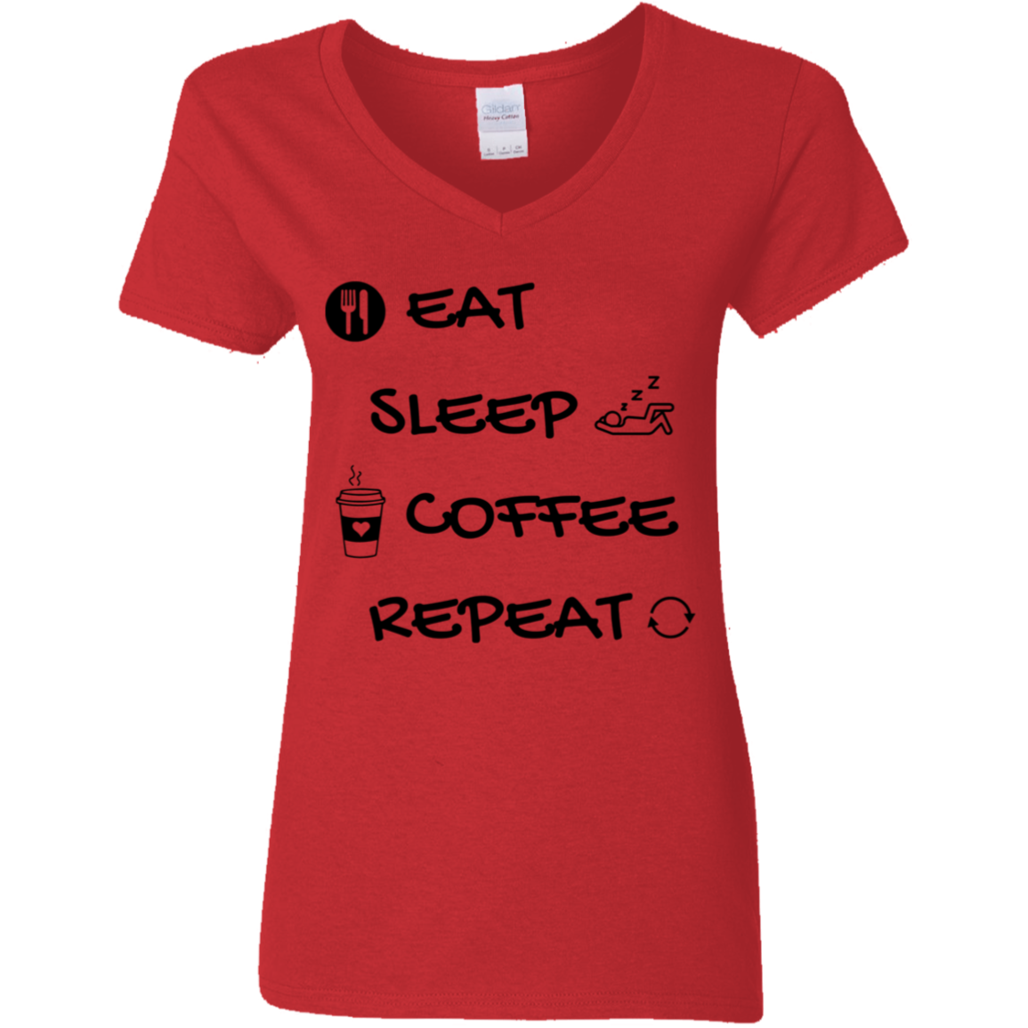 Eat-Sleep- Coffee- Repeat│ Gift│ T-Shirt│ V-neck - MyRoomyStuff