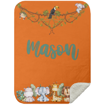 Personalized Safari Animals Baby Blanket │Gift │Sherpa Blanket (Size: 30x40) - MyRoomyStuff