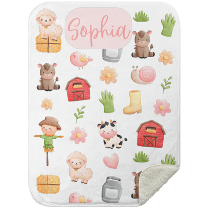 Personalized Farm's Baby Blanket │Gift │Sherpa Blanket (Size: 30x40) - MyRoomyStuff