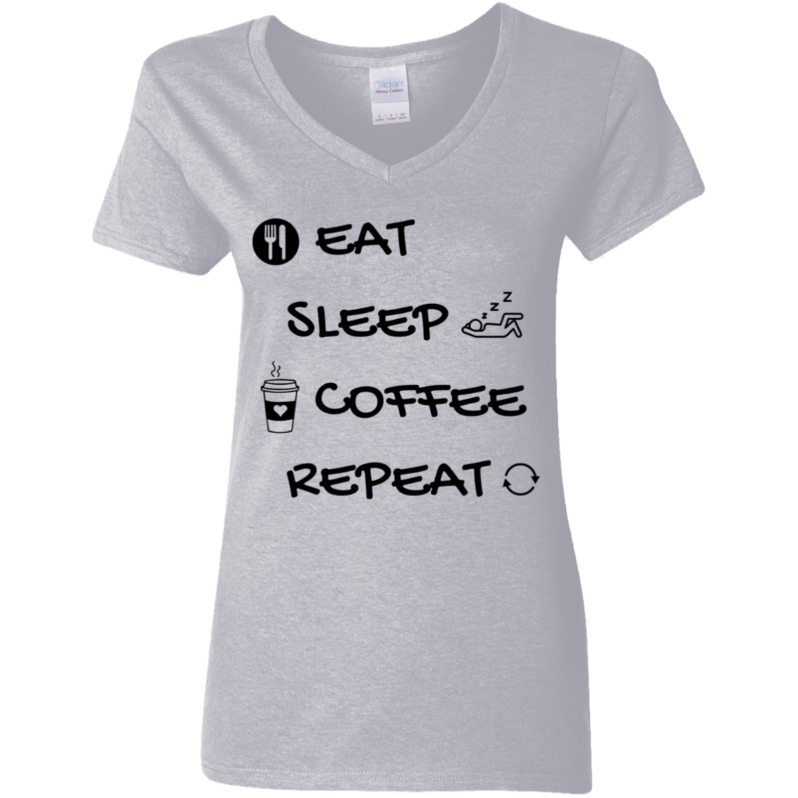 Eat-Sleep- Coffee- Repeat│ Gift│ T-Shirt│ V-neck - MyRoomyStuff