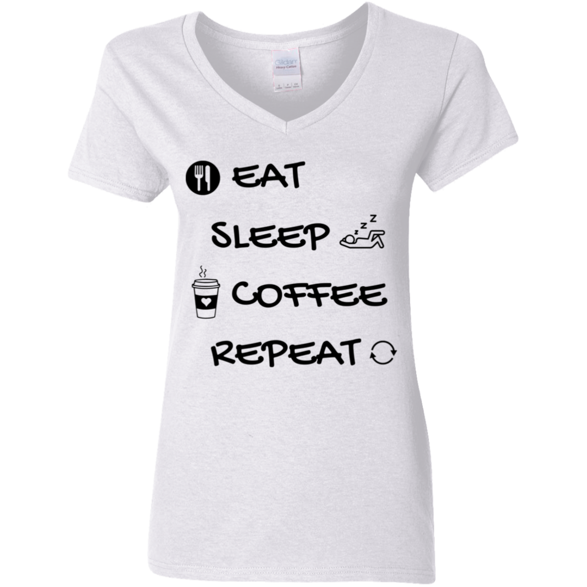 Eat-Sleep- Coffee- Repeat│ Gift│ T-Shirt│ V-neck - MyRoomyStuff