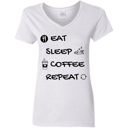 Eat-Sleep- Coffee- Repeat│ Gift│ T-Shirt│ V-neck - MyRoomyStuff