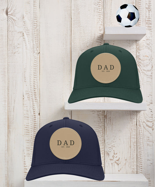 Cap for Dad Est 2024│ Vegan-Leather Patch | Personalized Cap for Dad's Gift│ Handcrafted in USA - MyRoomyStuff