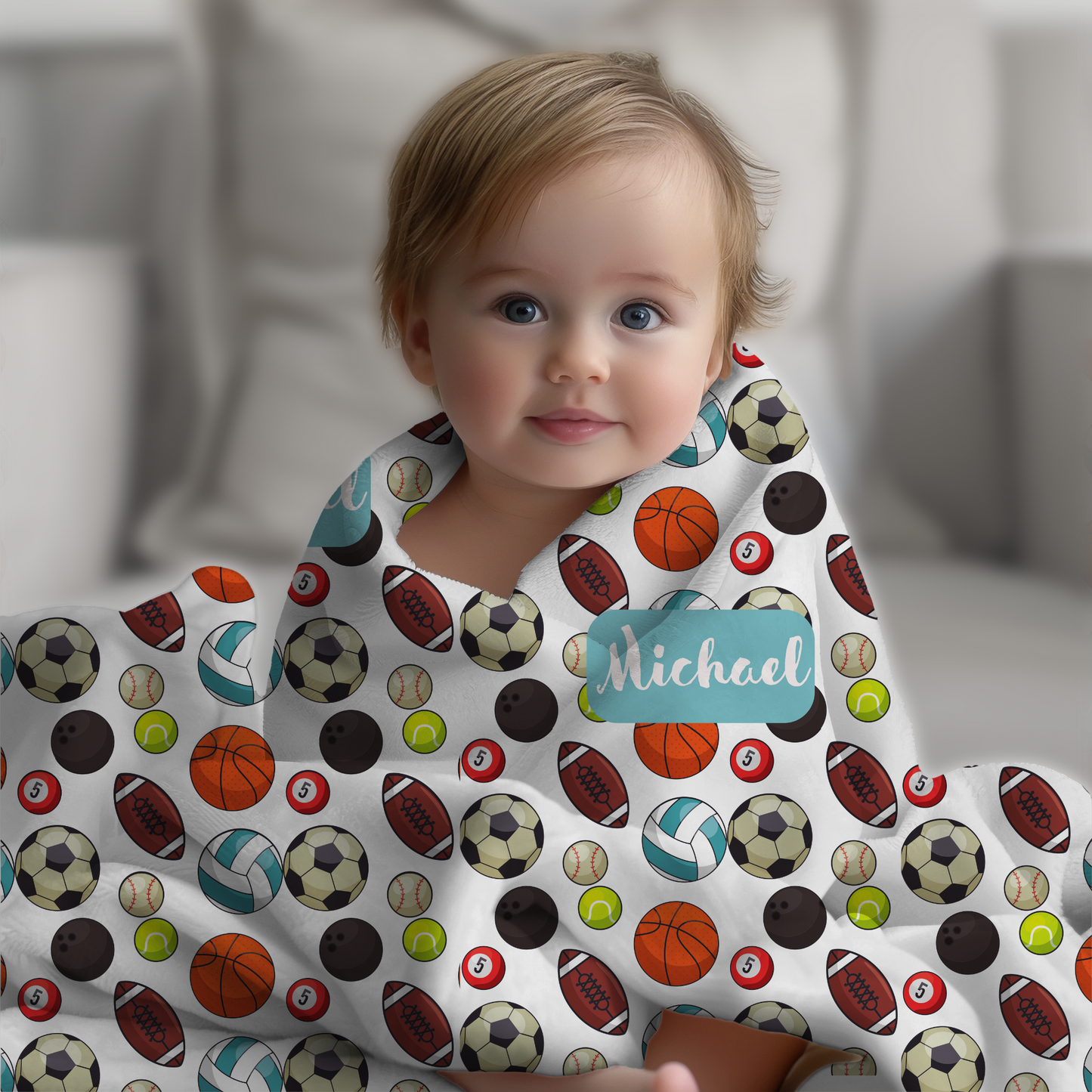 Personalized Sport Baby Blanket │Gift │Sherpa Blanket (Size: 30x40) - MyRoomyStuff