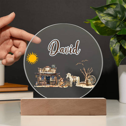 Circle Acrylic Plaque│ Cowboy│ Gift│ Room - MyRoomyStuff