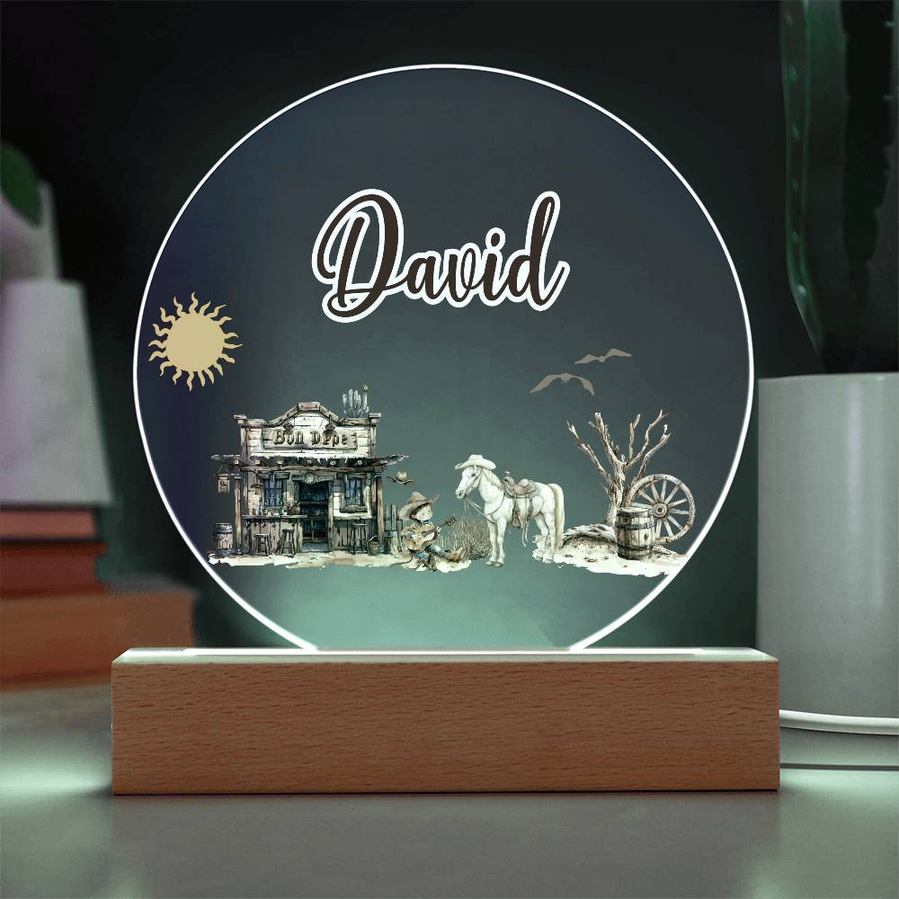 Circle Acrylic Plaque│ Cowboy│ Gift│ Room - MyRoomyStuff