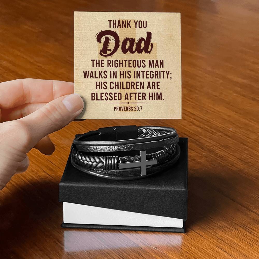 Father's Day│ Git for Dad│ Cross Leather Bracelet│ Faith - MyRoomyStuff