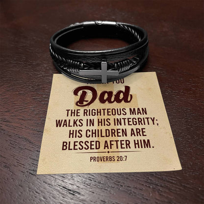 Father's Day│ Git for Dad│ Cross Leather Bracelet│ Faith - MyRoomyStuff