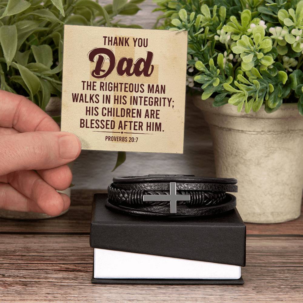 Father's Day│ Git for Dad│ Cross Leather Bracelet│ Faith - MyRoomyStuff