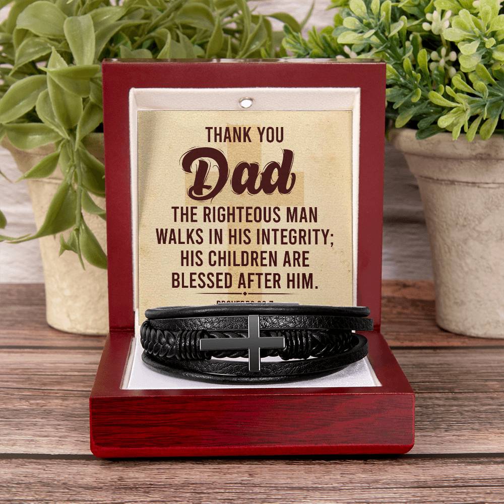 Father's Day│ Git for Dad│ Cross Leather Bracelet│ Faith - MyRoomyStuff