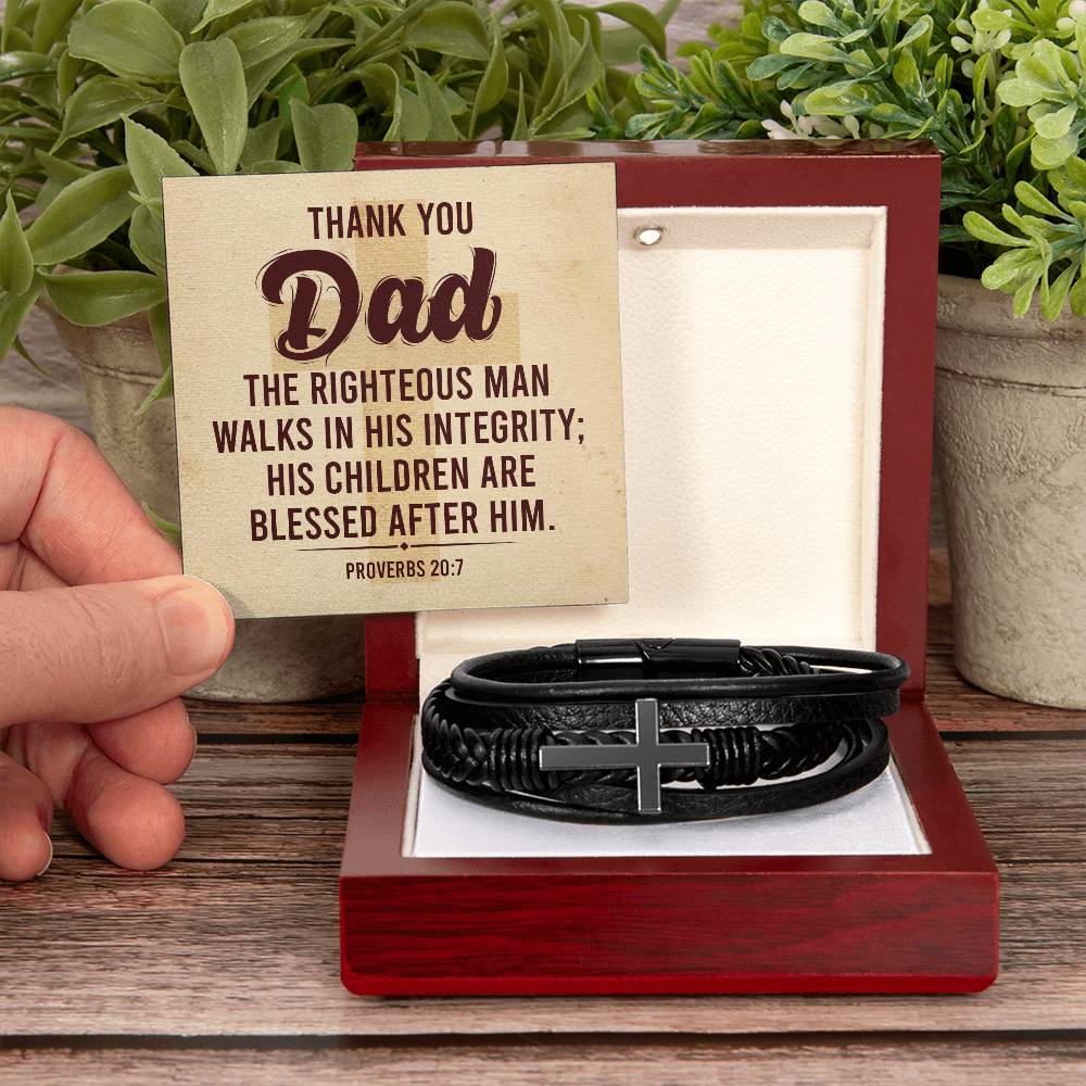 Father's Day│ Git for Dad│ Cross Leather Bracelet│ Faith - MyRoomyStuff