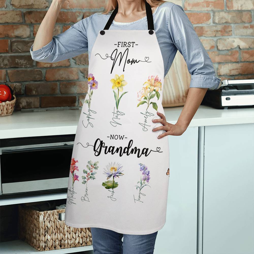 Personalized Linen Kitchen Apron│ Custom Cooking Apron│ Gift for Mom - MyRoomyStuff