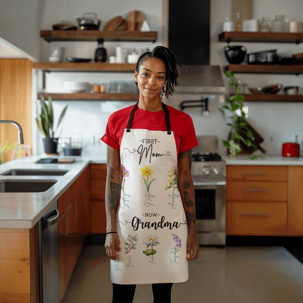 Personalized Linen Kitchen Apron│ Custom Cooking Apron│ Gift for Mom - MyRoomyStuff